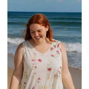 Real Woman Floral Tank Top Sleeveless V Neck Casual Blouse XXL‎